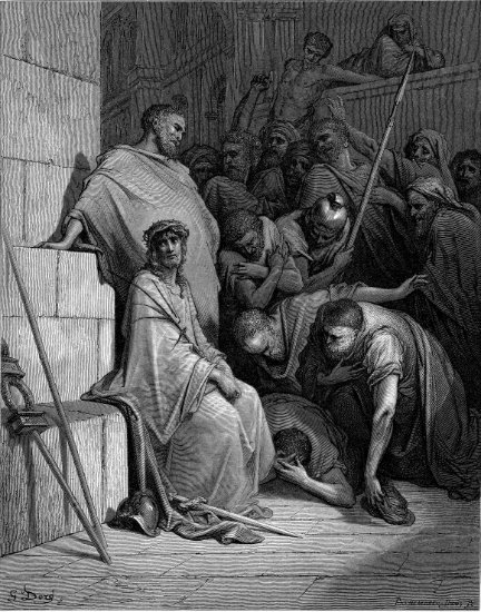 Matthieu 27, 22-31 : Jésus insulté - Gravure de Gustave Doré