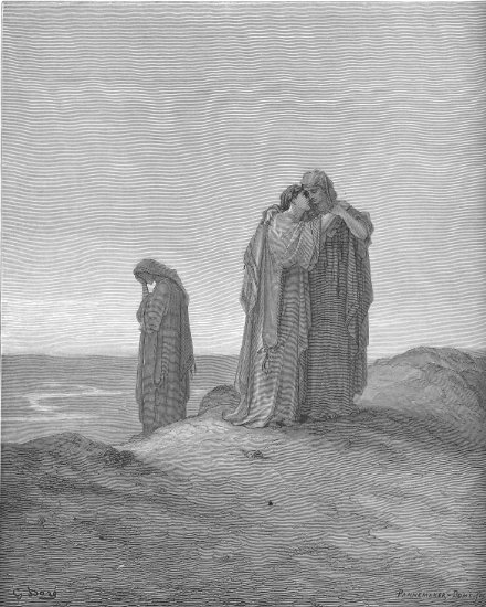 Ruth 1, 5-16 : Noémi et ses brus - Gravure de Gustave Doré